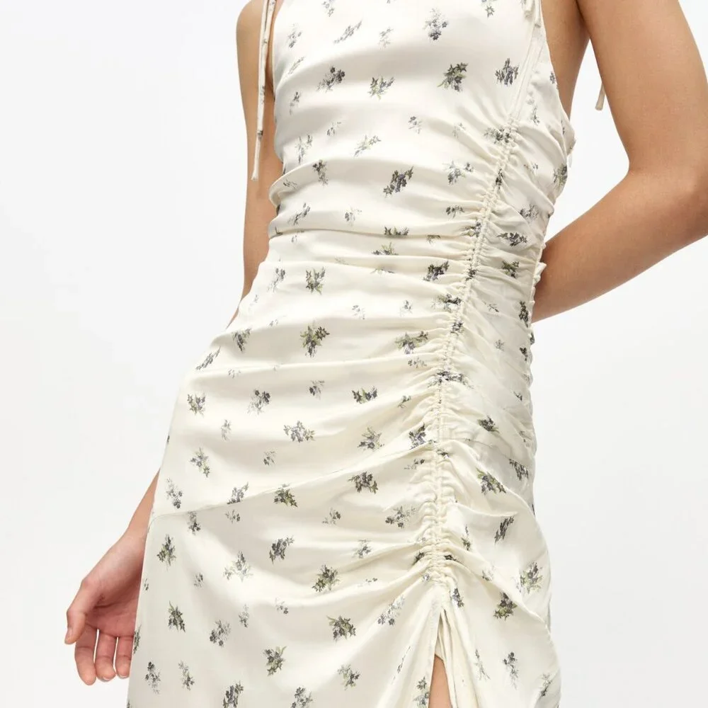 Ganni White Satin Gathered Dress - Size 38/US 6, $495 usd - Picture 3 of 13